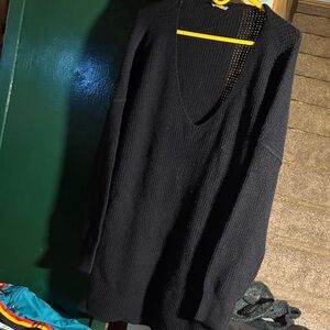 Free People Black tunic V-Neck Sweater